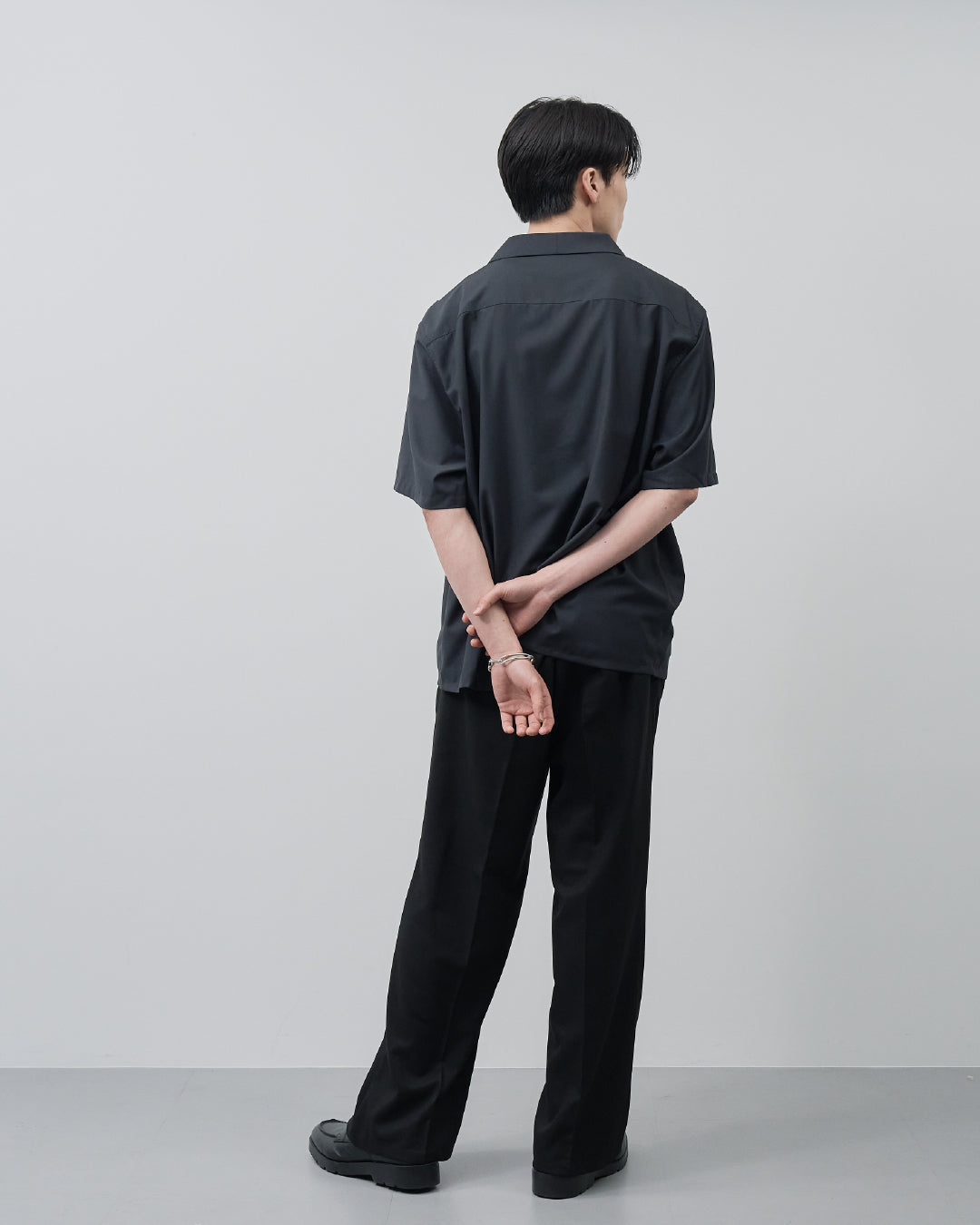 Italian Open-Collar S/S Shirt -navy-
