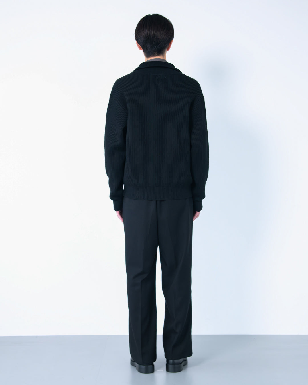 Wool Mixed Drivers Knit -black-