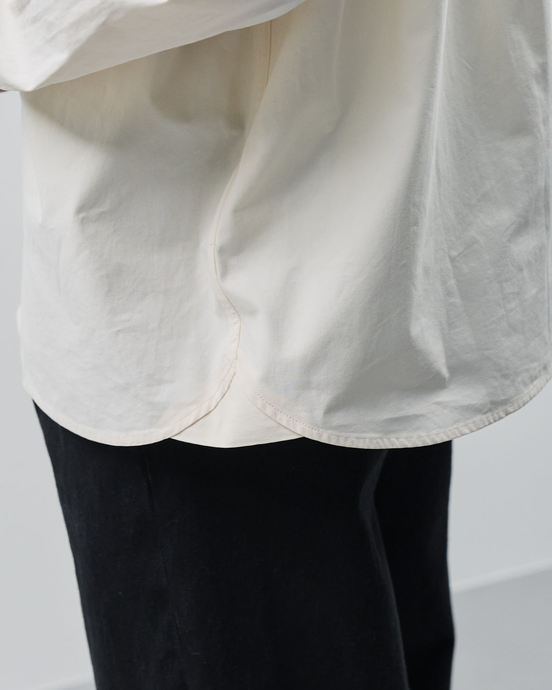 Cotton Broadcloth Regular Collar L/S Shirts -ivory-
