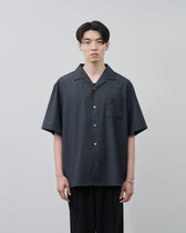 Italian Open-Collar S/S Shirt -navy-