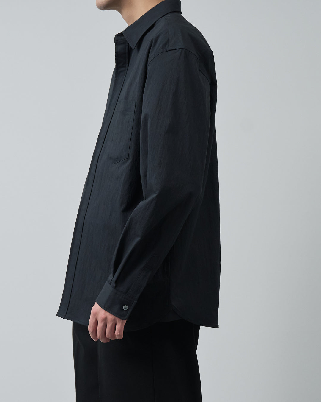 Cotton×Nylon Regular Collar L/S Shirts -black-