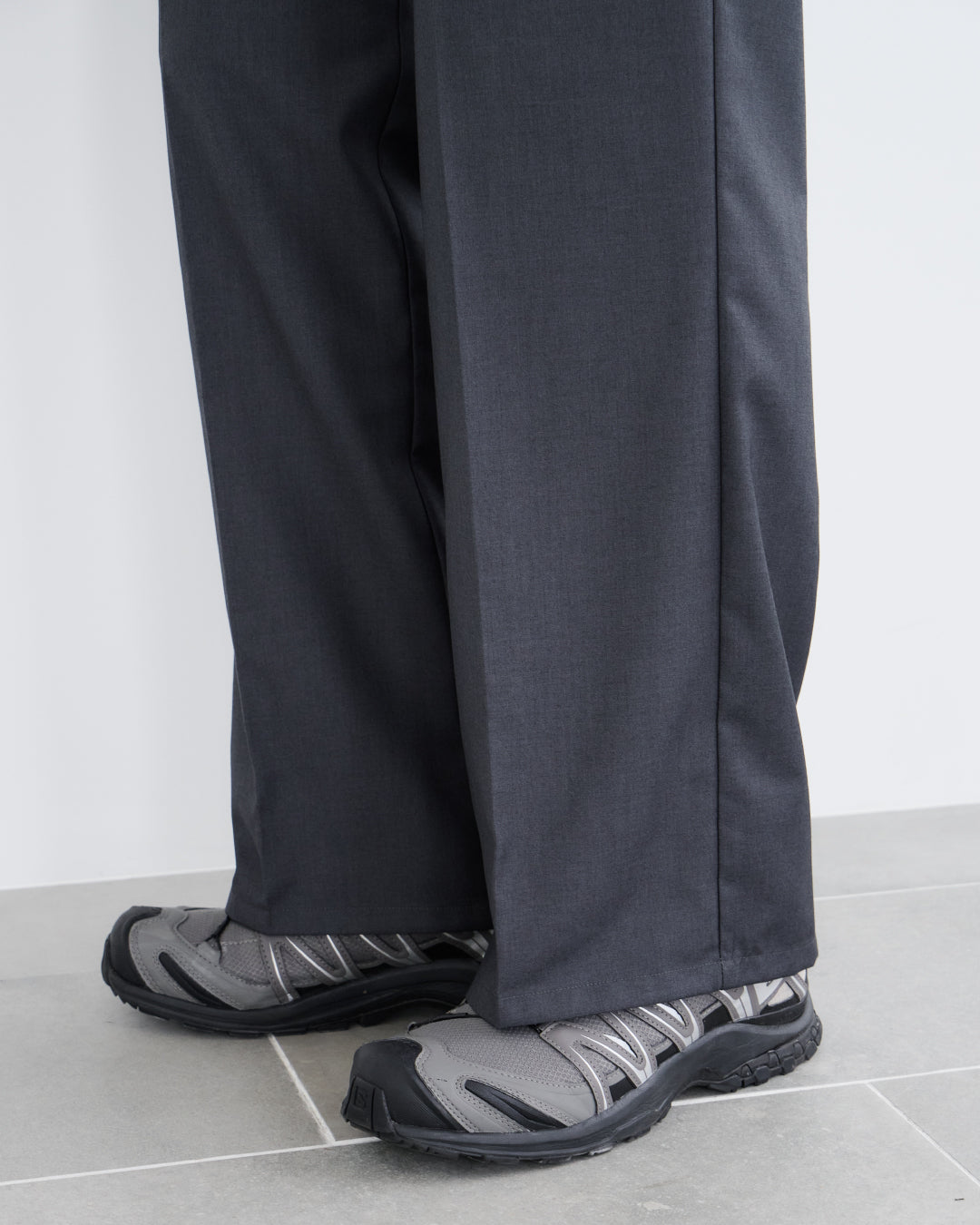 retouch 2Tuck Wide Slacks-gray- Lサイズ 2Tuck Wide Slacks-gray-