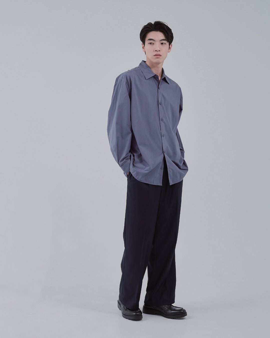 Garment Dyed L/S Shirt -dark purple-