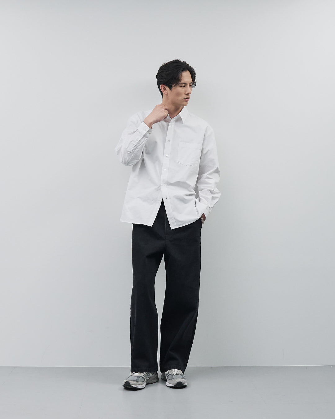 Cotton Broadcloth Regular Collar L/S Shirts -white-