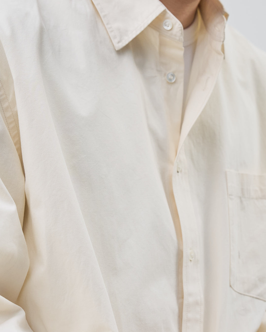 Cotton Broadcloth Regular Collar L/S Shirts -ivory-