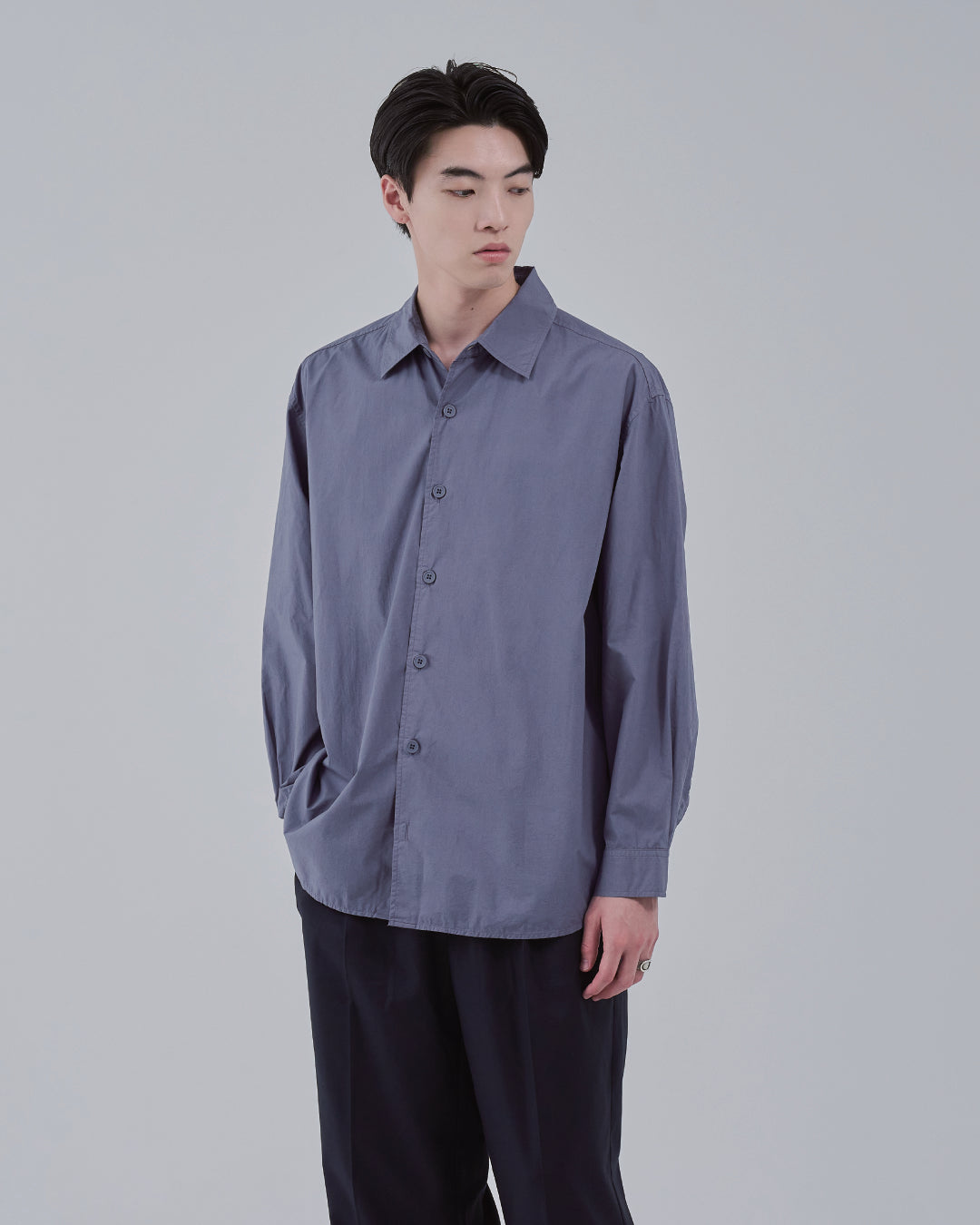 Garment Dyed L/S Shirt -dark purple-