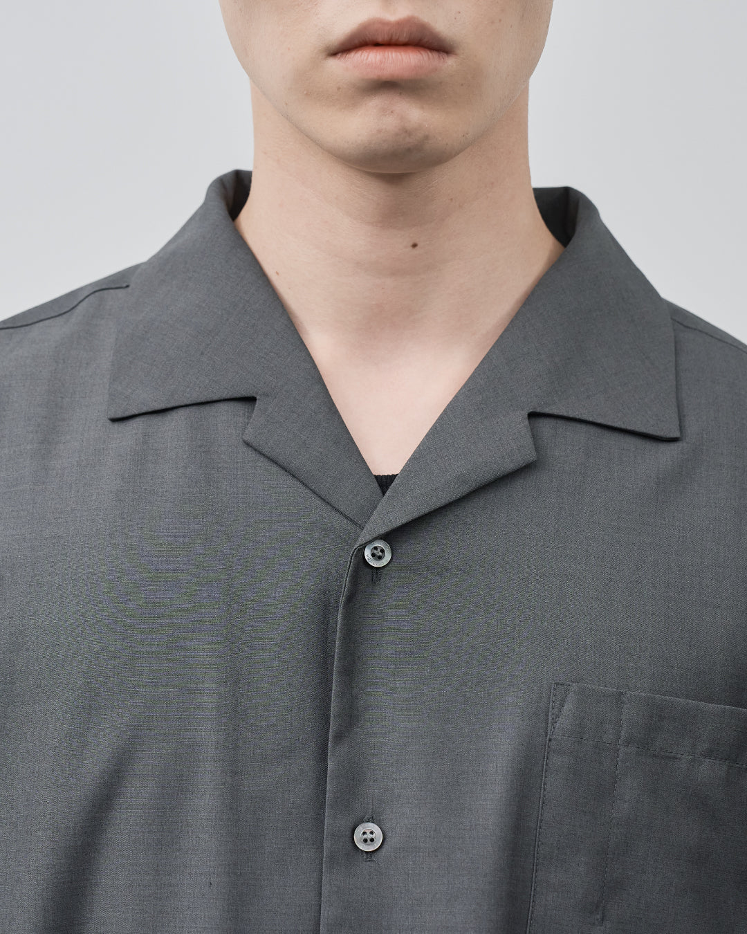 Italian Open-Collar S/S Shirt -charcoal-