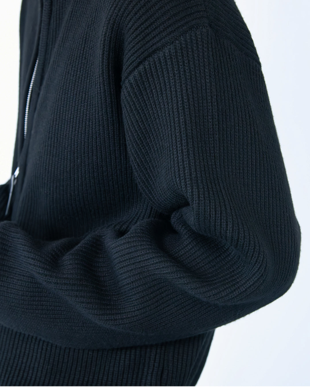 Wool Mixed Drivers Knit -black-