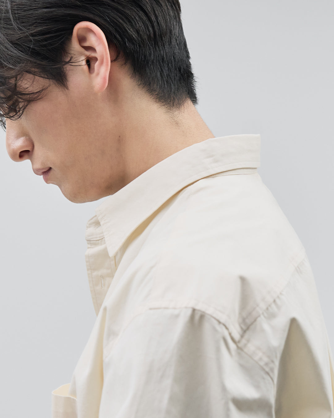 Cotton Broadcloth Regular Collar L/S Shirts -ivory-