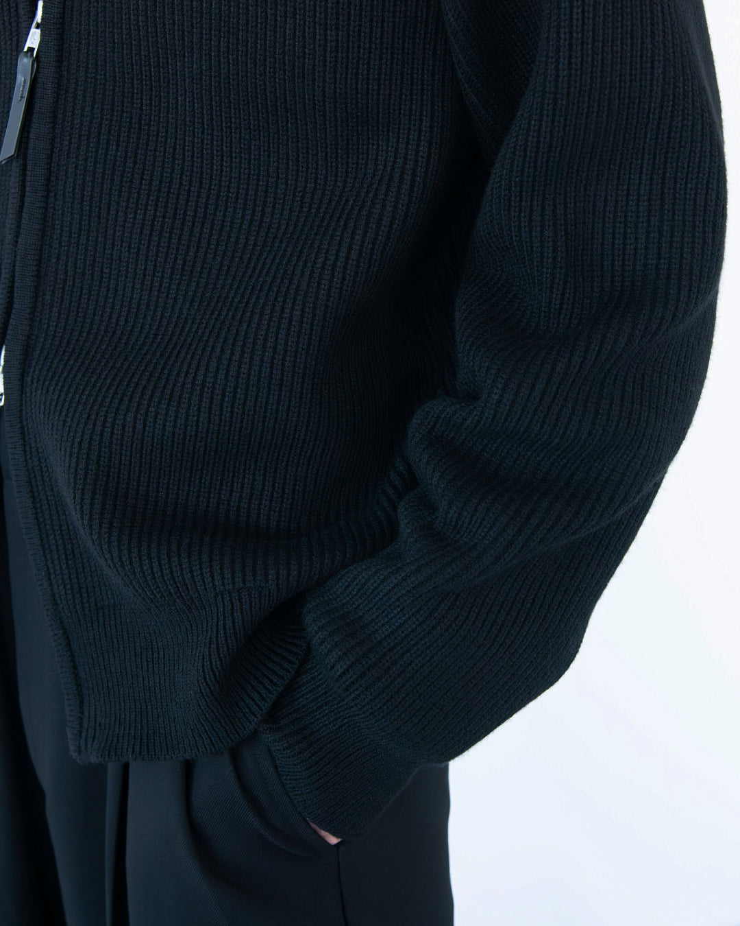 Wool Mixed Drivers Knit -black-