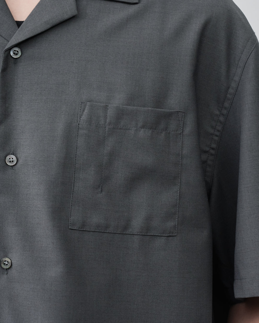 Italian Open-Collar S/S Shirt -charcoal-