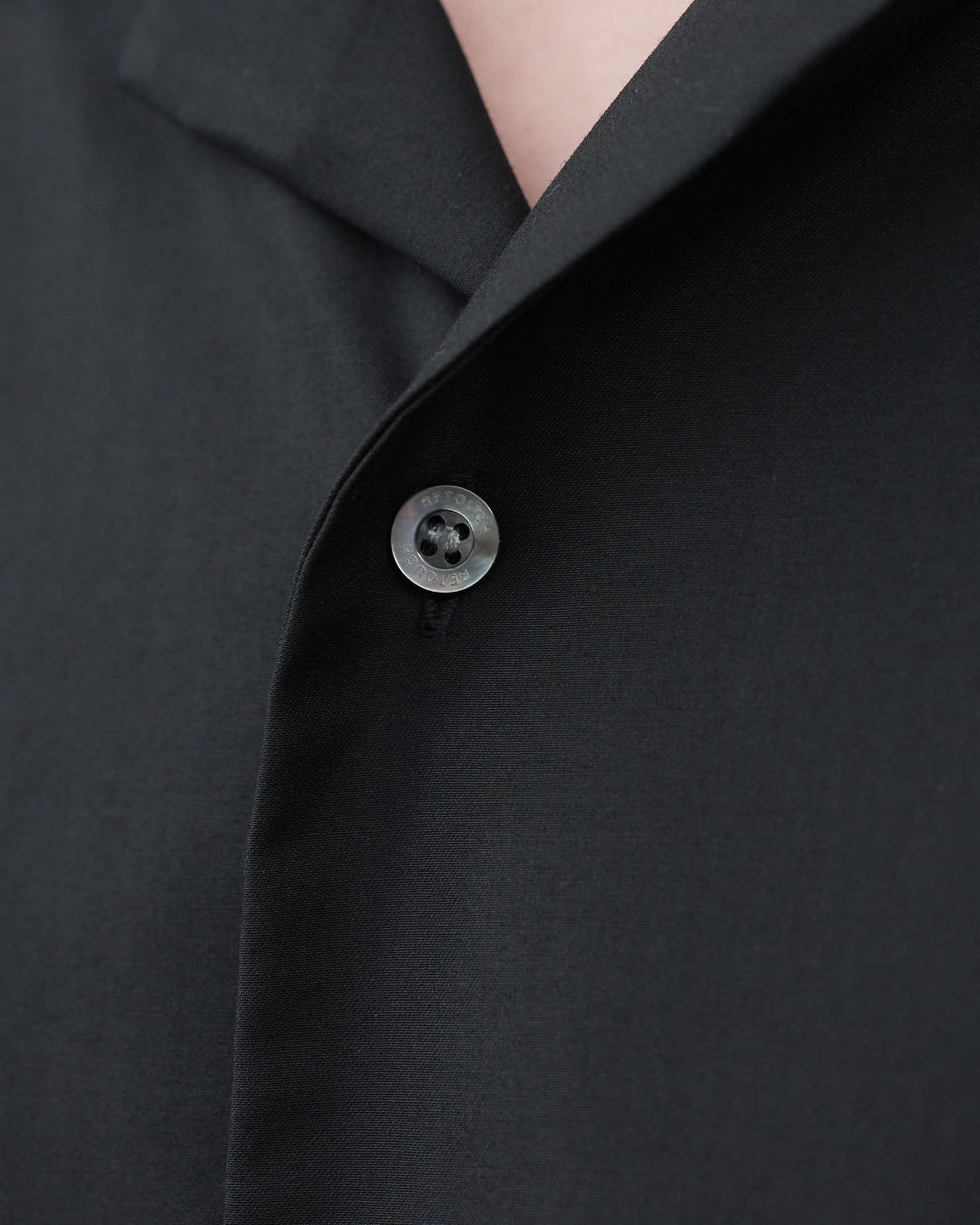 Italian Open-Collar S/S Shirt -black-