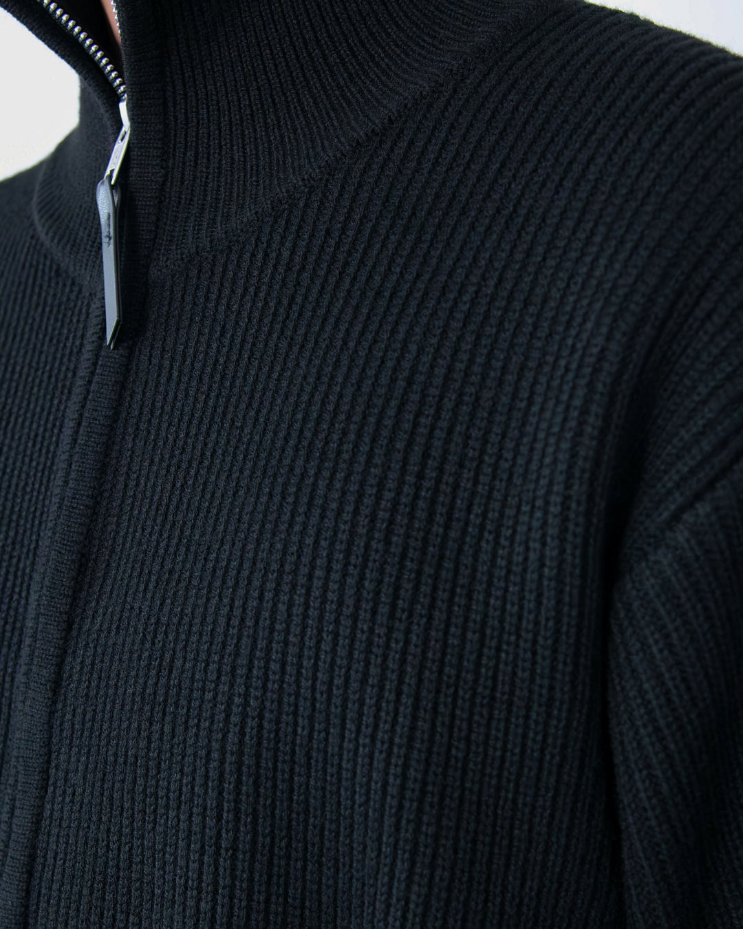Wool Mixed Drivers Knit -black-