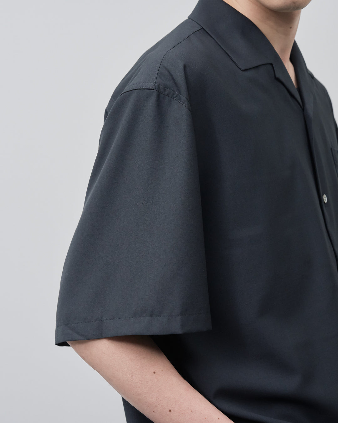 Italian Open-Collar S/S Shirt -navy-