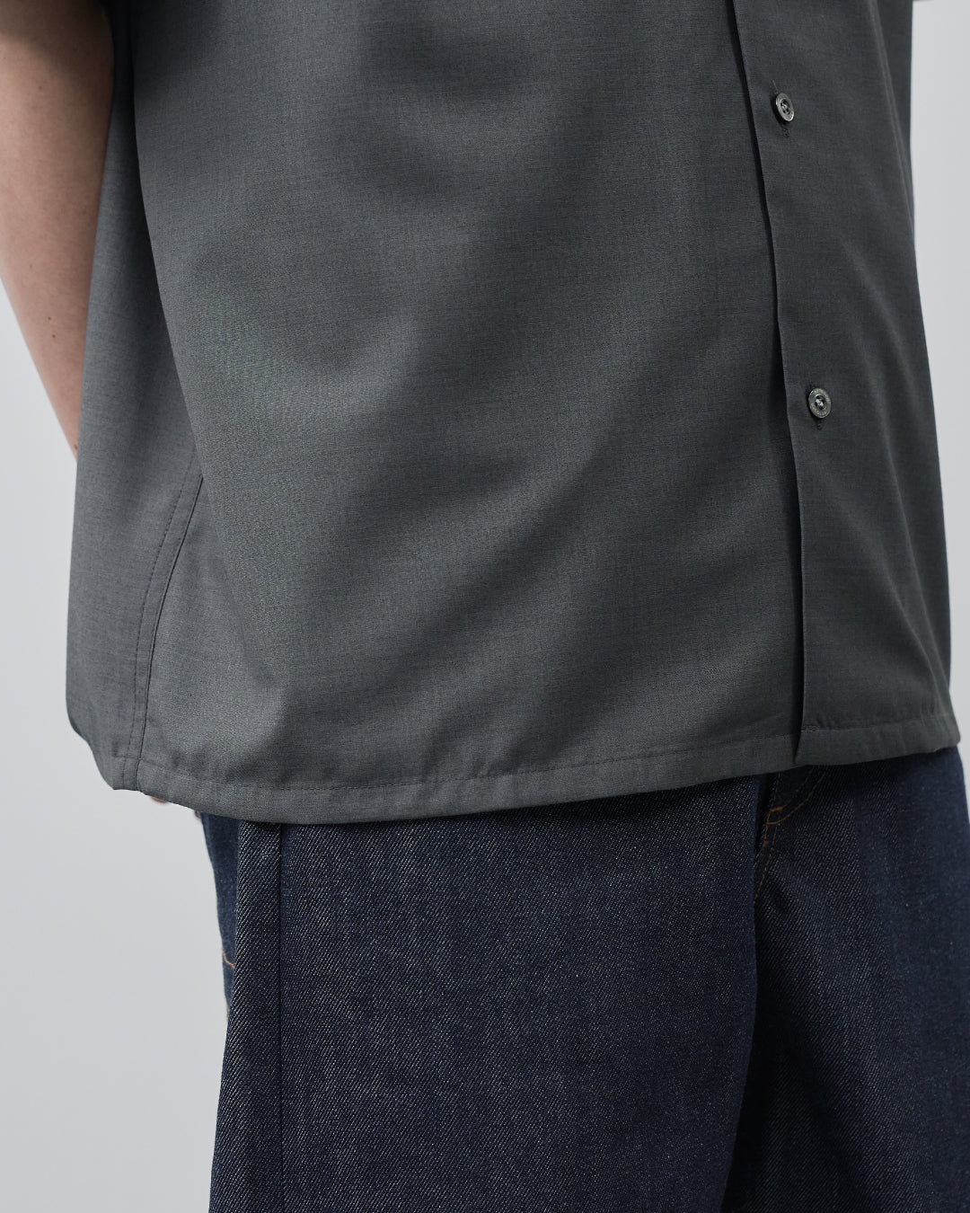 Italian Open-Collar S/S Shirt -charcoal-