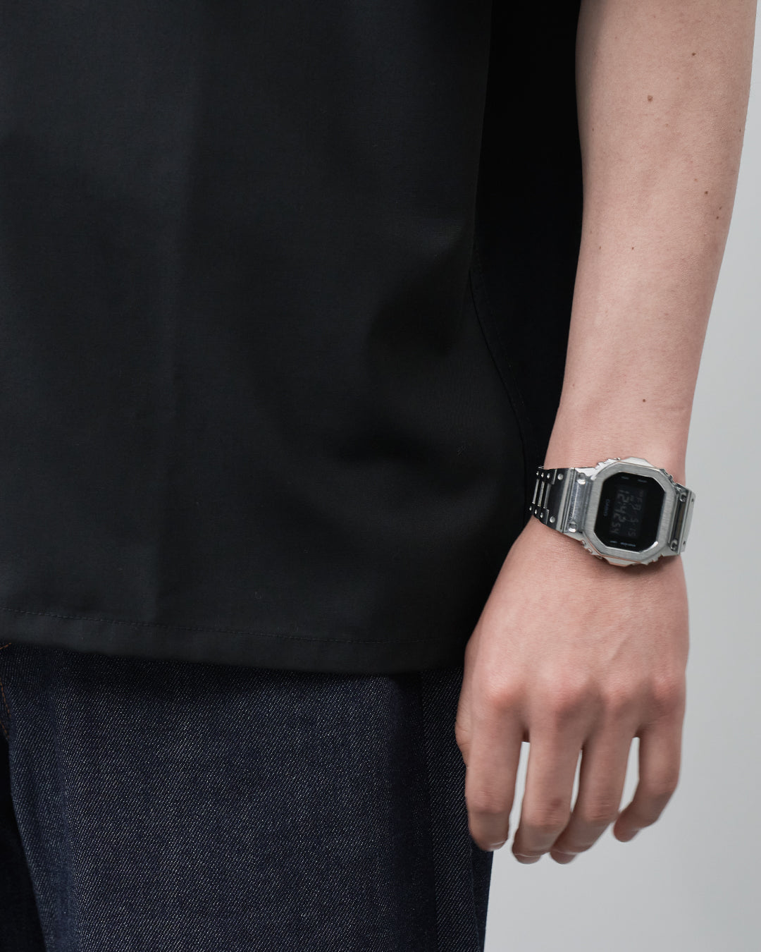 Italian Open-Collar S/S Shirt -black-
