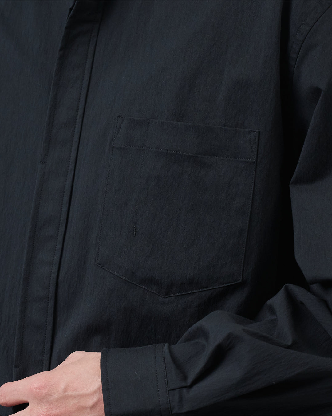 Cotton×Nylon Regular Collar L/S Shirts -black-