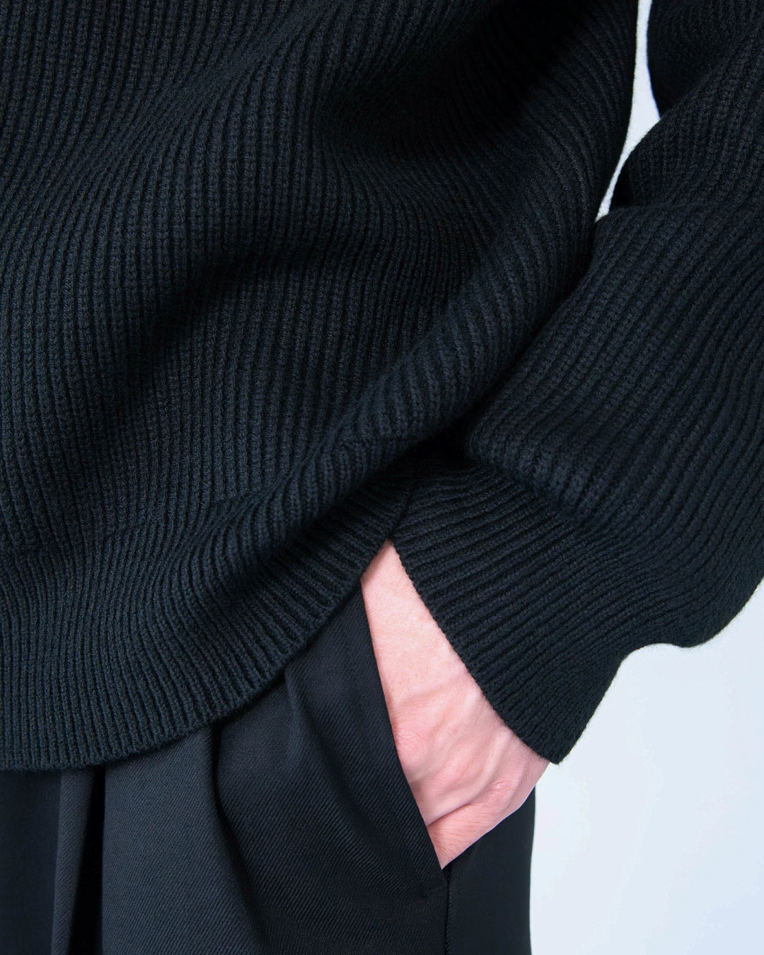 Wool Mixed Drivers Knit -black-