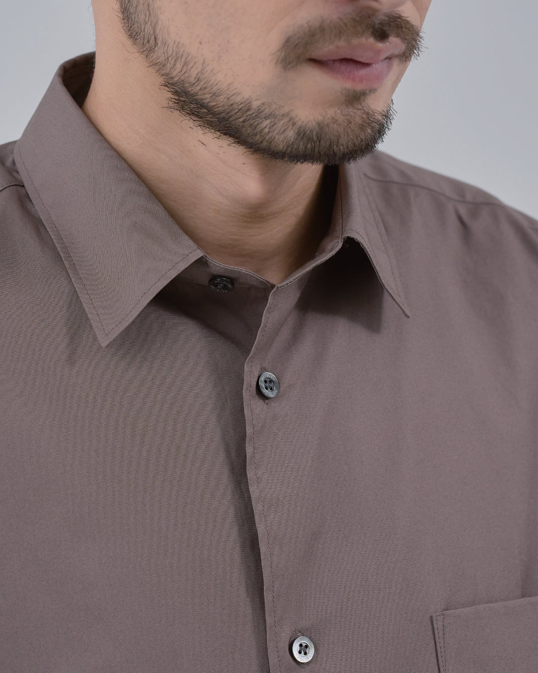 Relaxed Fit Regular Collar L/S Shirt -brown-