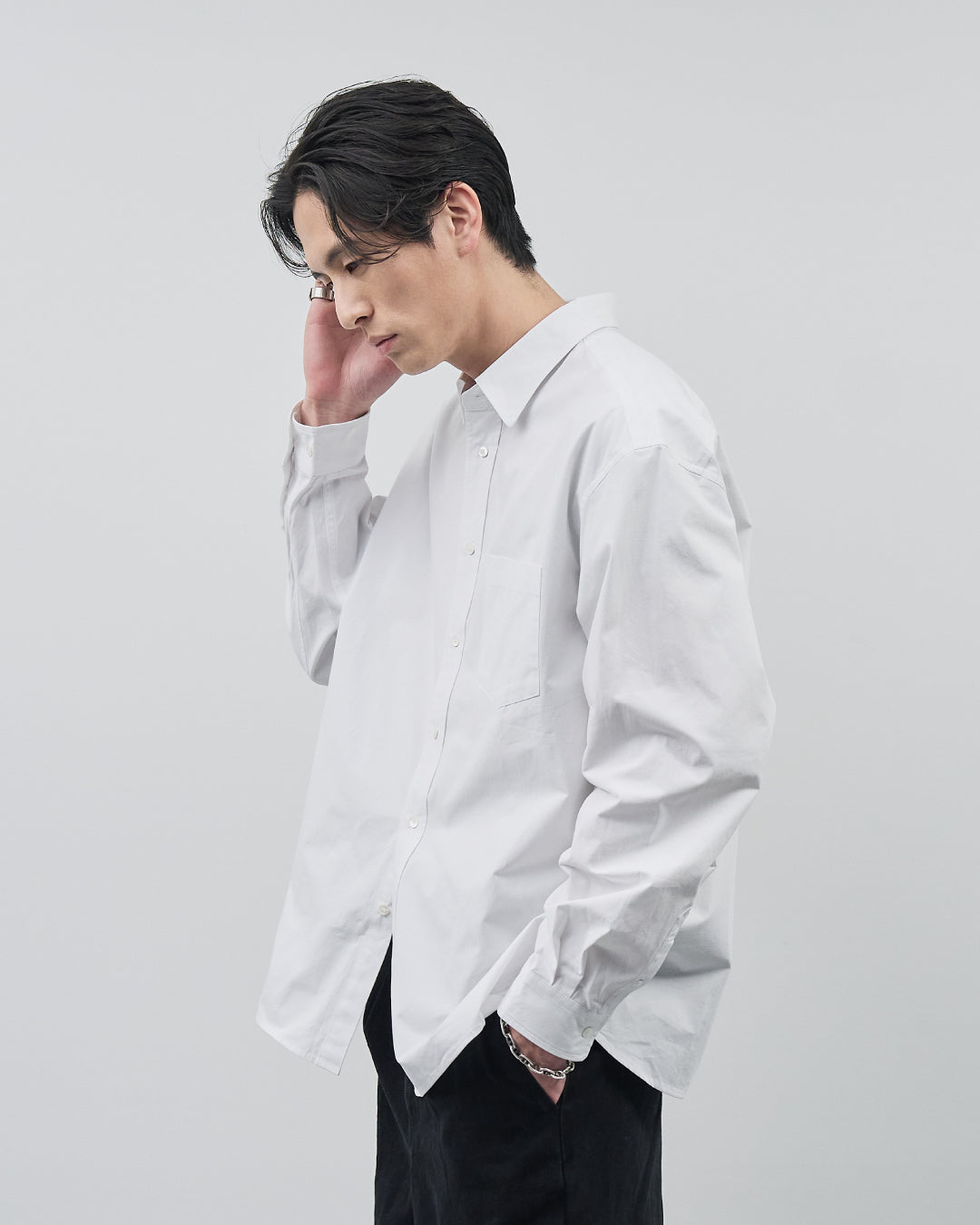 Cotton Broadcloth Regular Collar L/S Shirts -white-