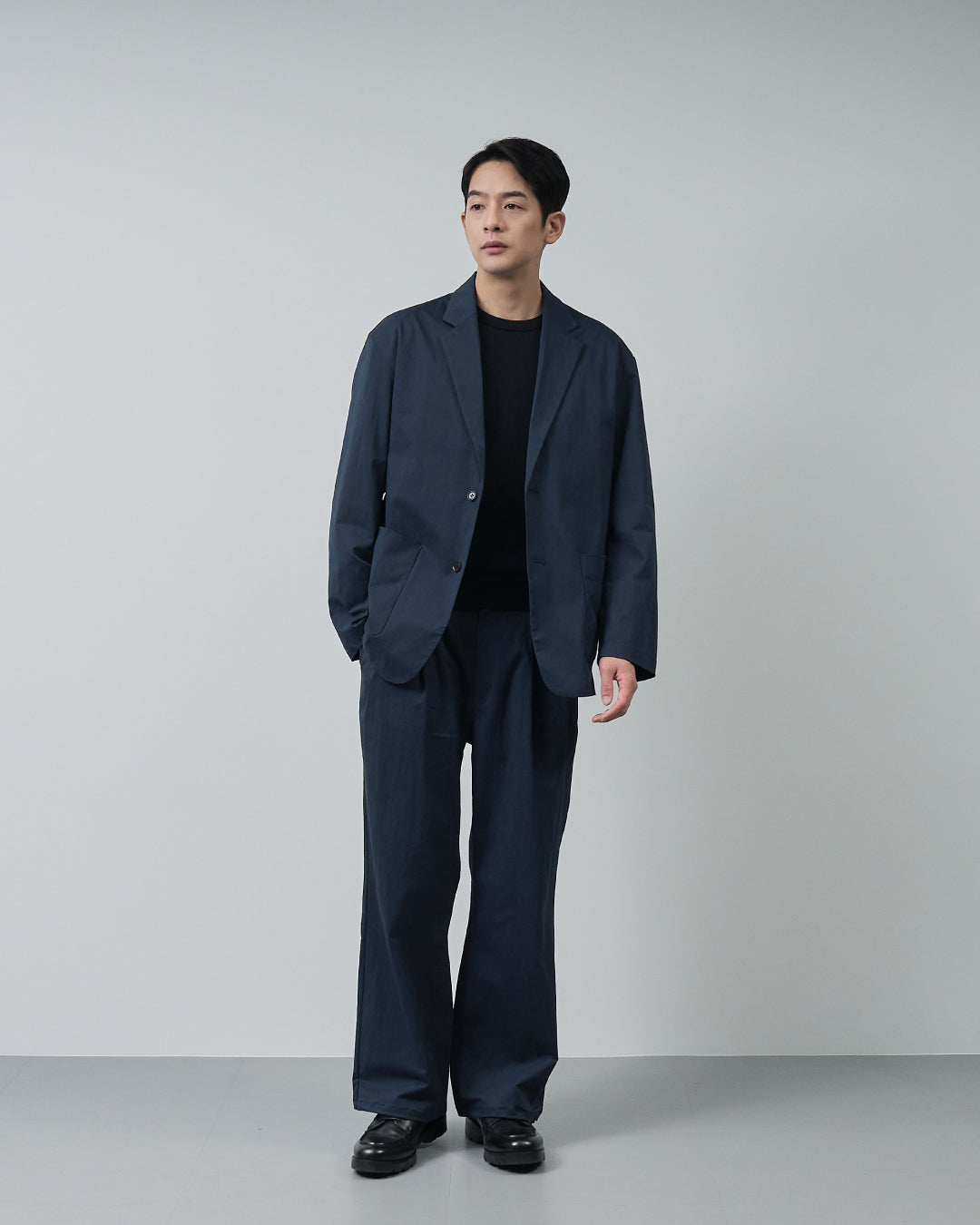 Cotton×Nylon Easy Tailored Jacket -navy-