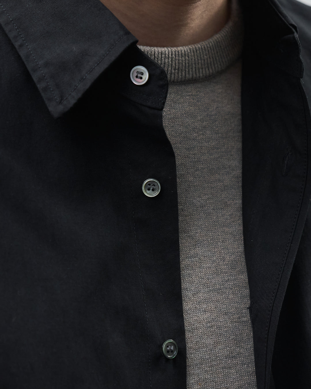Cotton Broadcloth Regular Collar L/S Shirts -black-
