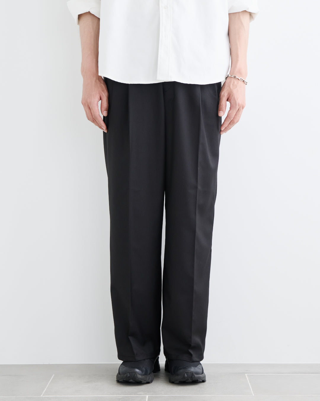 2Tuck Wide Slacks-black-