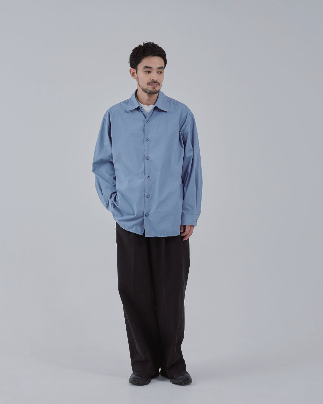Garment Dyed L/S Shirt -blue-
