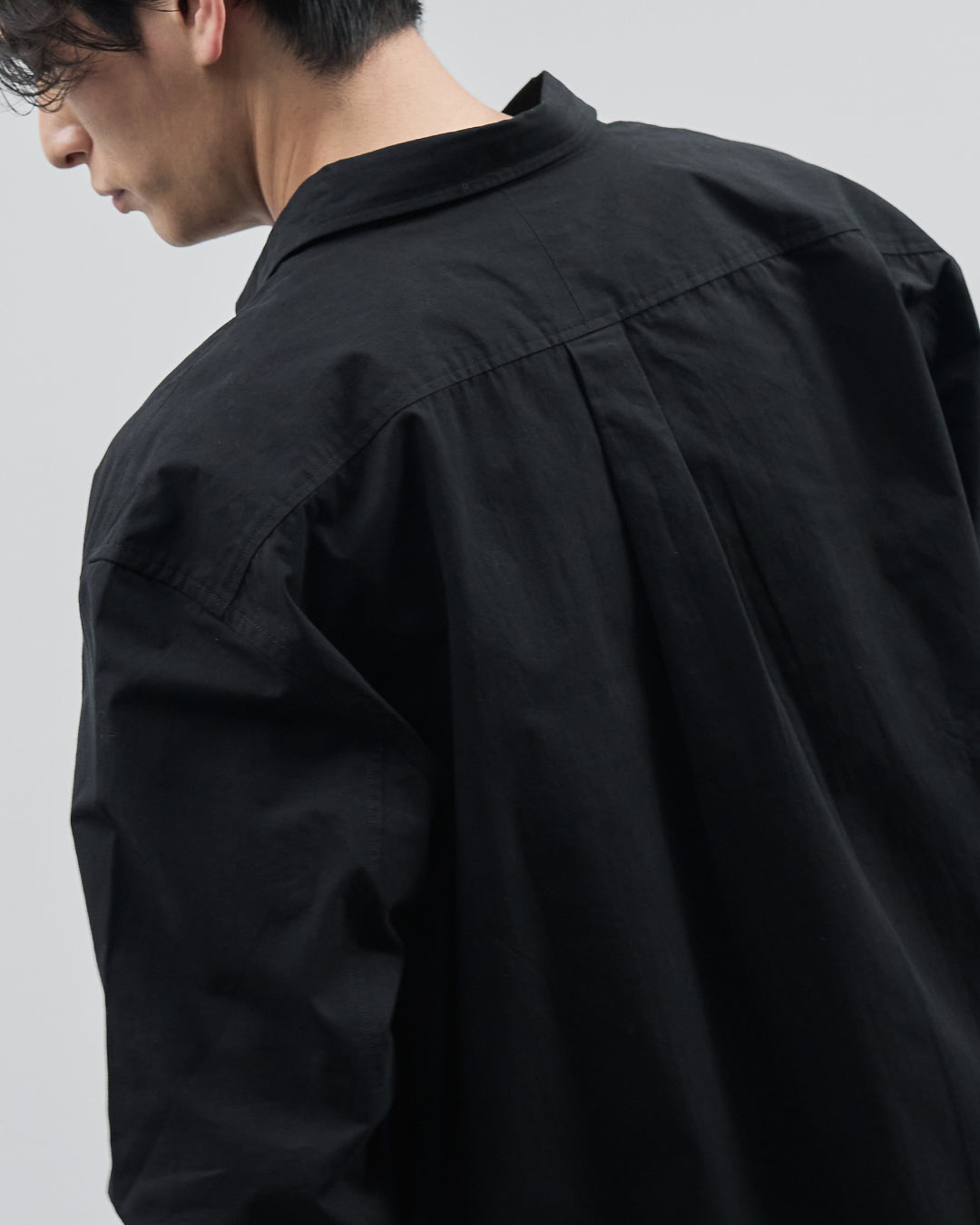 Cotton Broadcloth Regular Collar L/S Shirts -black-