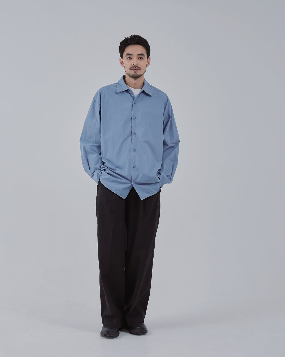 Garment Dyed L/S Shirt -blue-