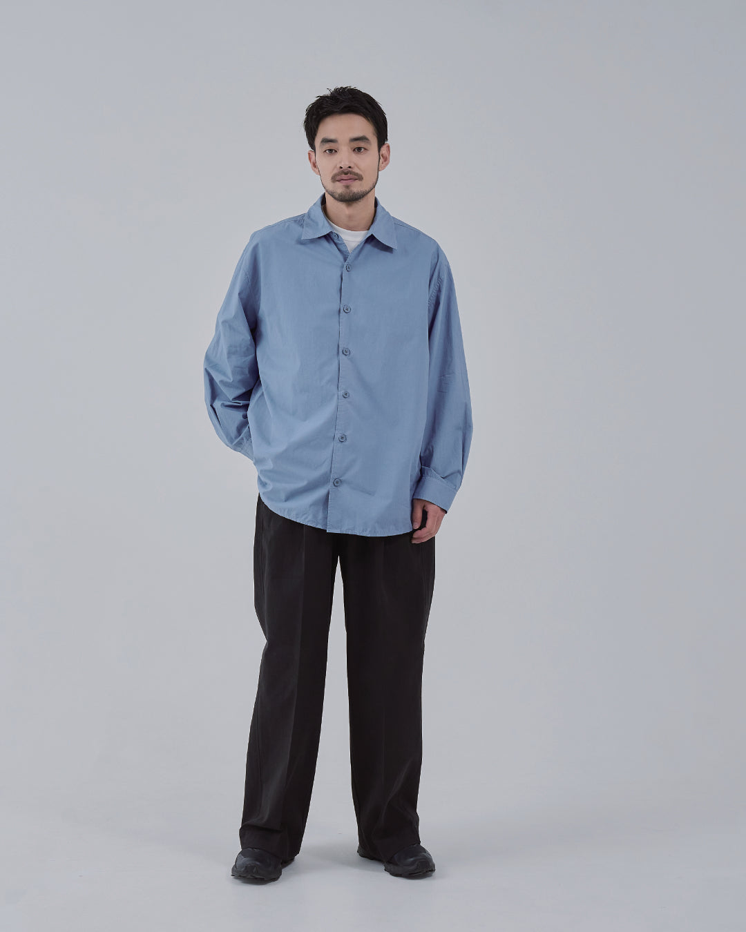 Garment Dyed L/S Shirt -blue-