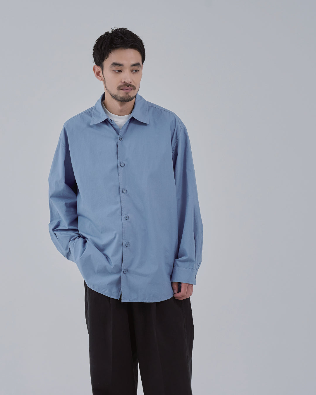 Garment Dyed L/S Shirt -blue-