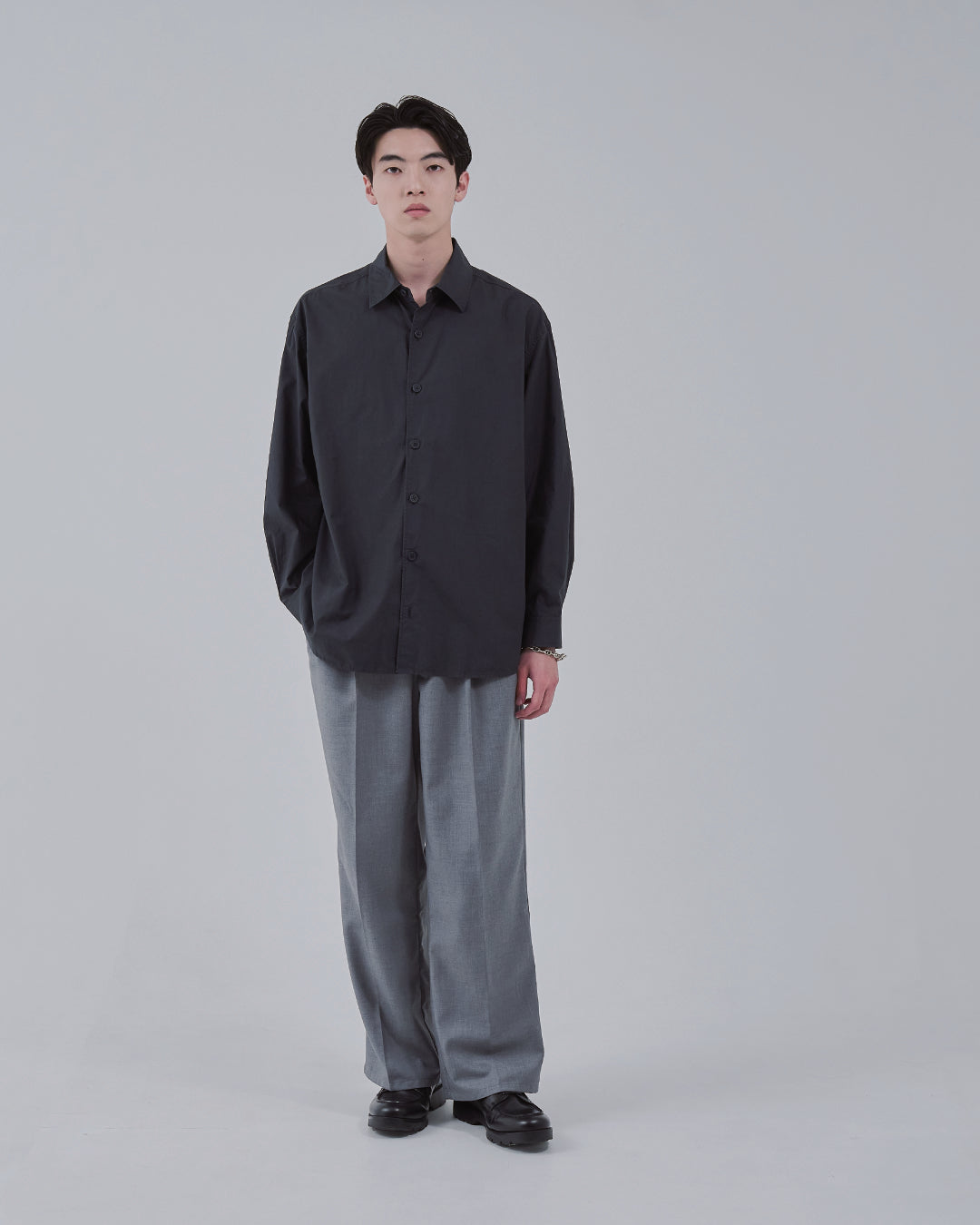Garment Dyed L/S Shirt -charcoal-