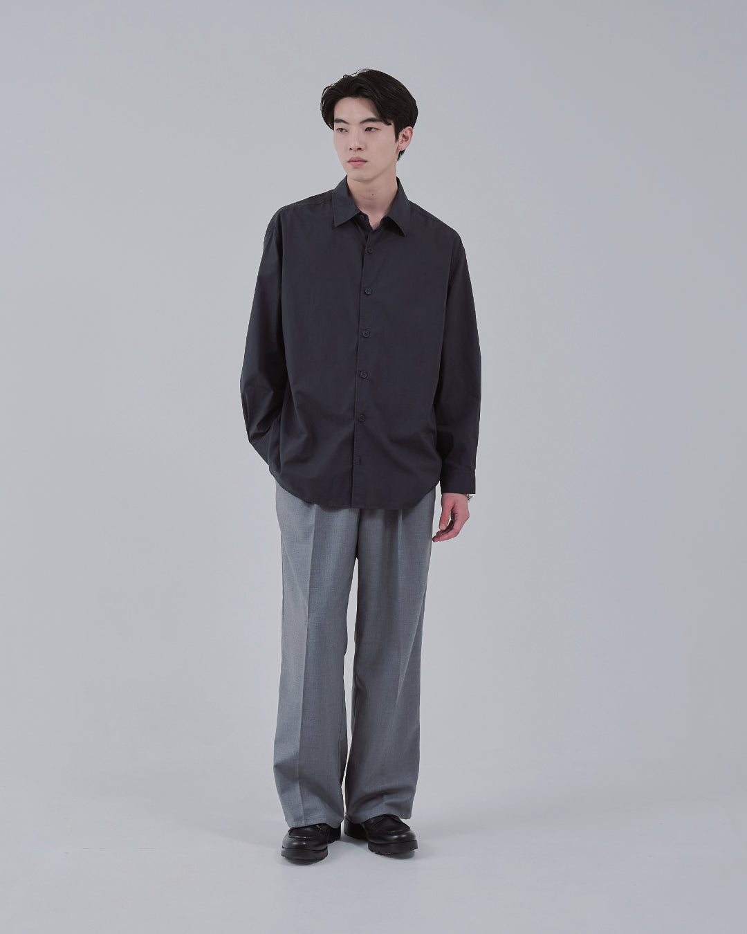 Garment Dyed L/S Shirt -charcoal-