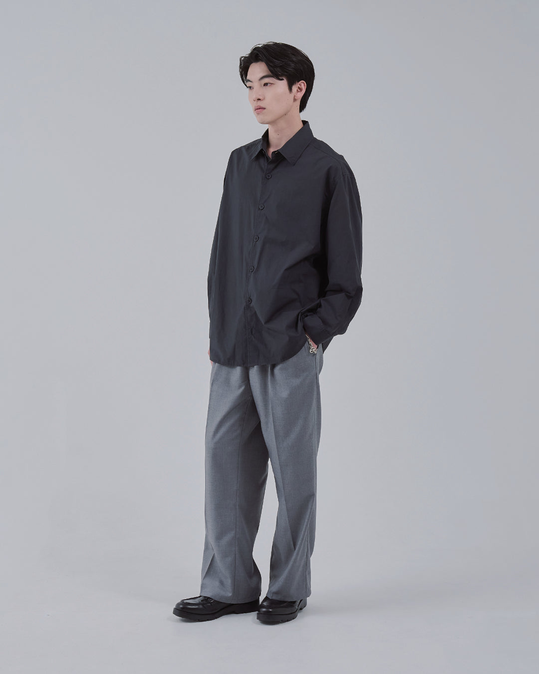 Garment Dyed L/S Shirt -charcoal-