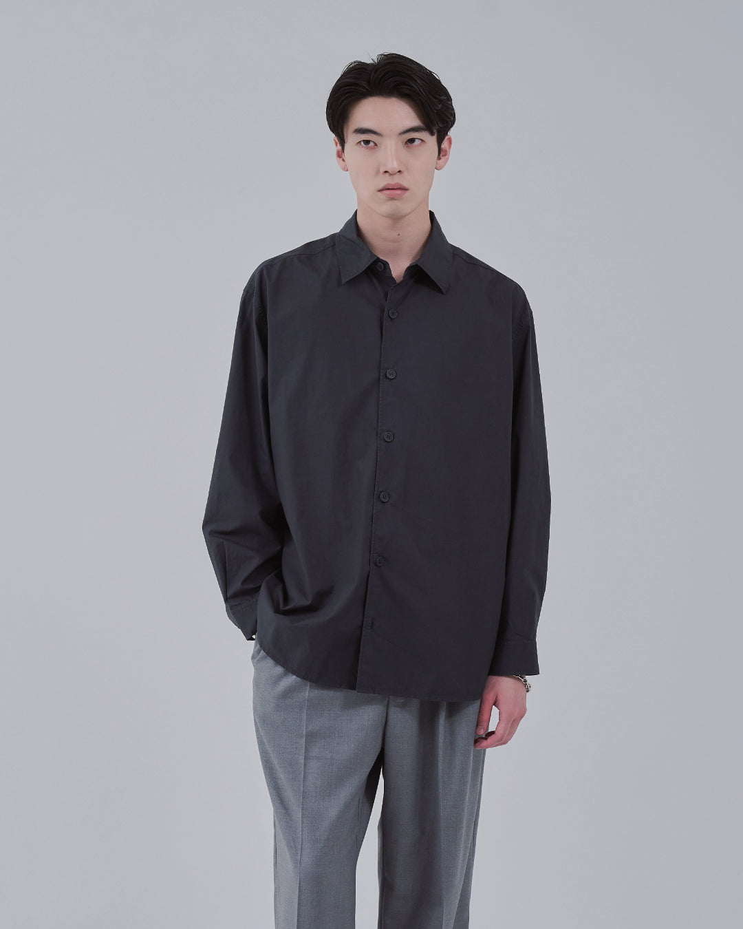 Garment Dyed L/S Shirt -charcoal-