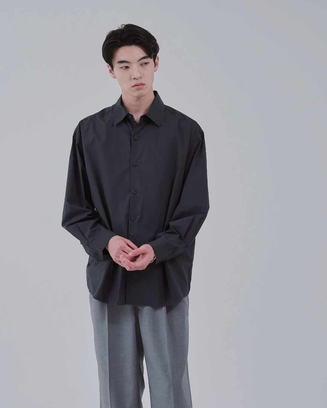 Garment Dyed L/S Shirt -charcoal-