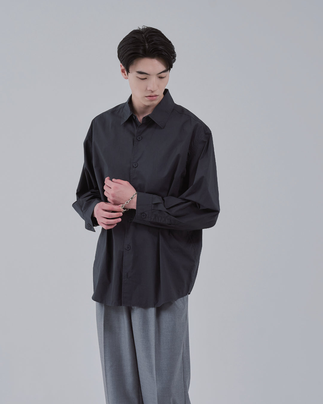 Garment Dyed L/S Shirt -charcoal-