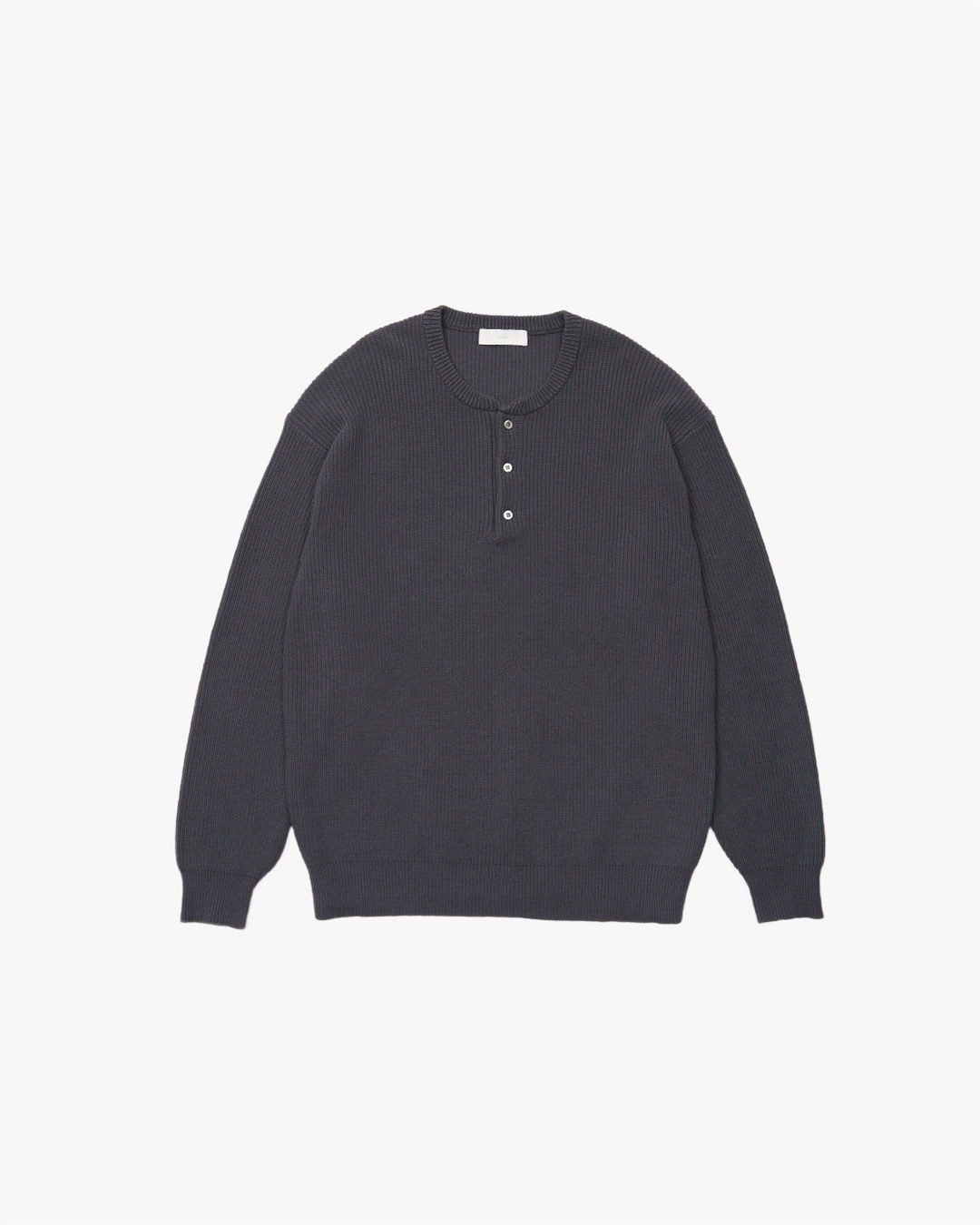 Wide Rib Henley Neck Knit -blue gray-