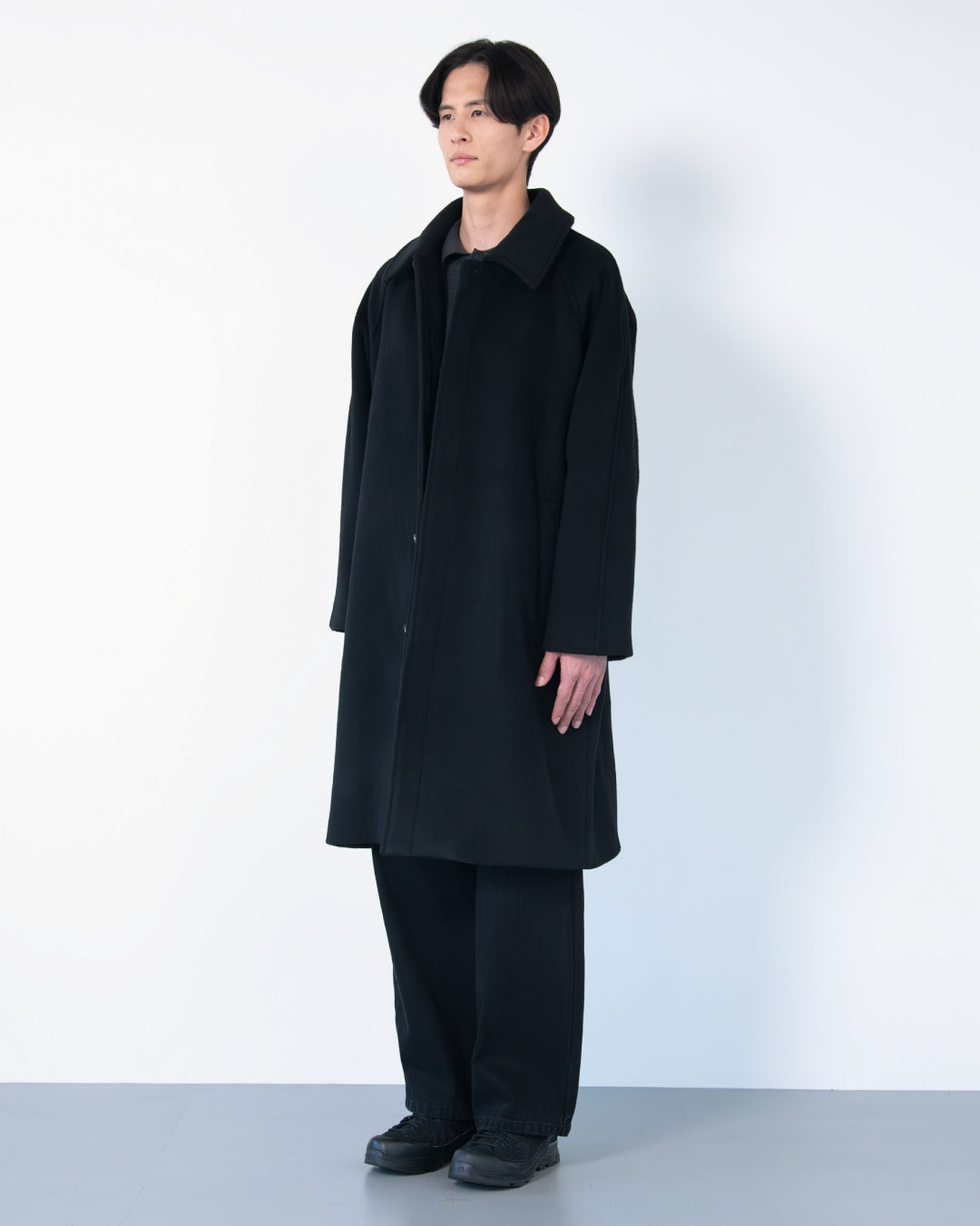 ジャケット・アウター RETOUCH/Double Melton Bal Collar Coat Double Melton Bal Collar Coat -black-
