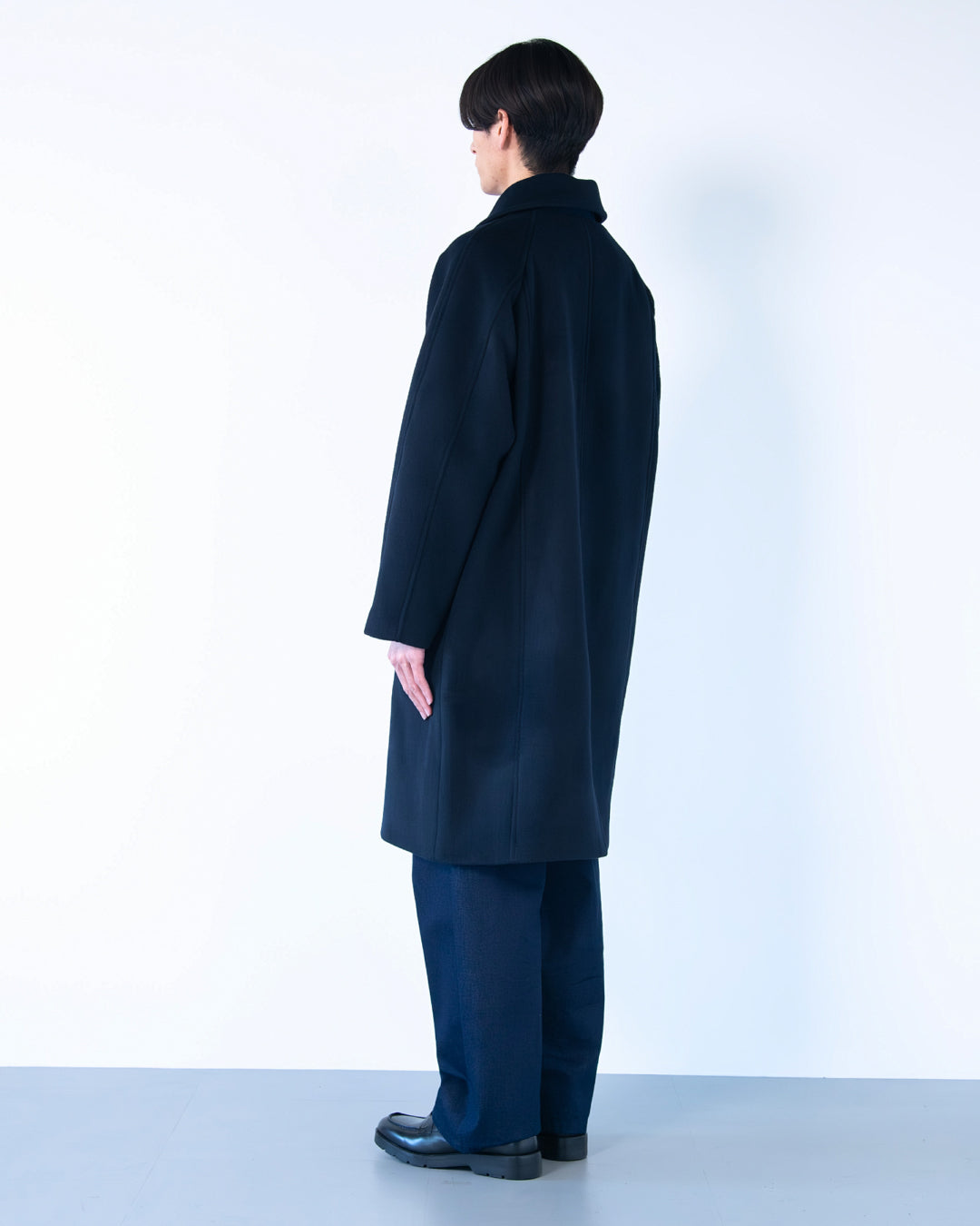 Double Melton Bal Collar Coat -navy-