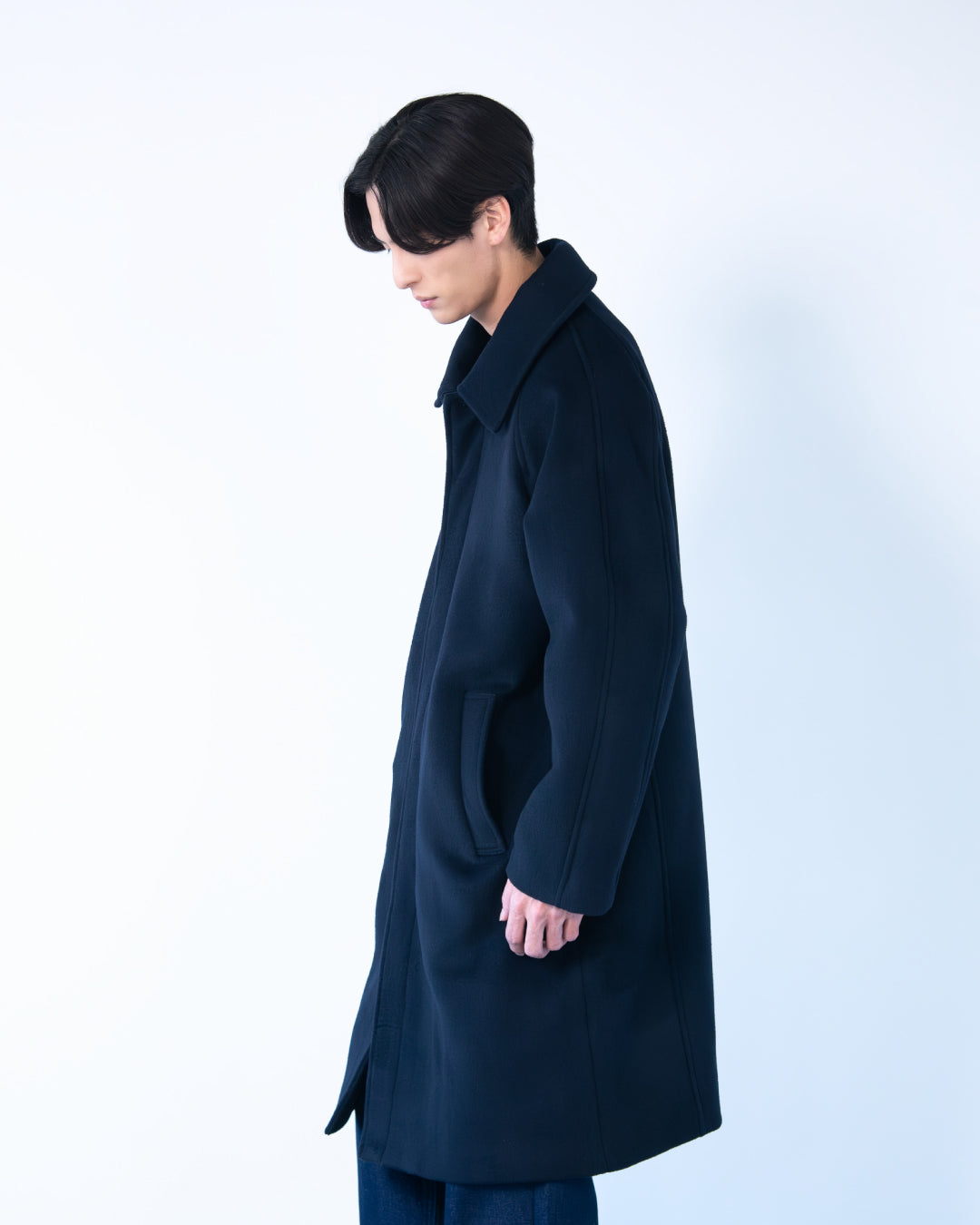 Double Melton Bal Collar Coat -navy-