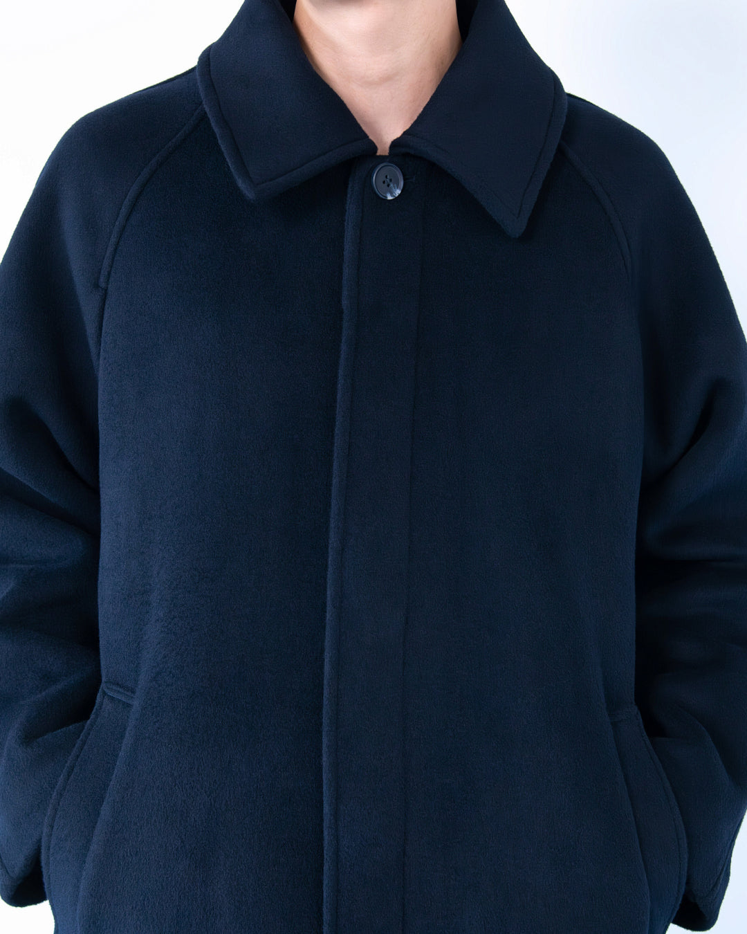 Double Melton Bal Collar Coat -navy-