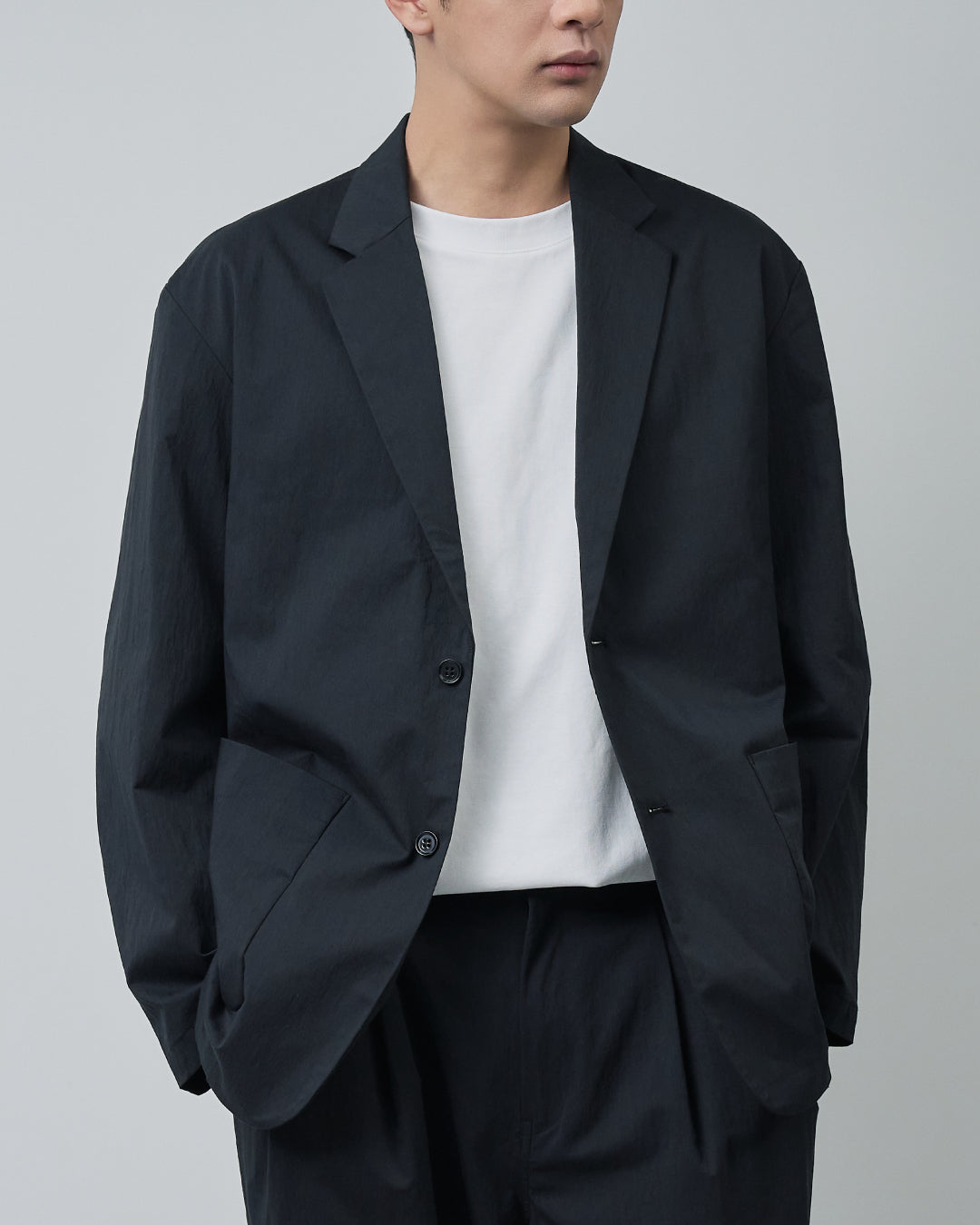 Cotton×Nylon Easy Tailored Jacket -black-