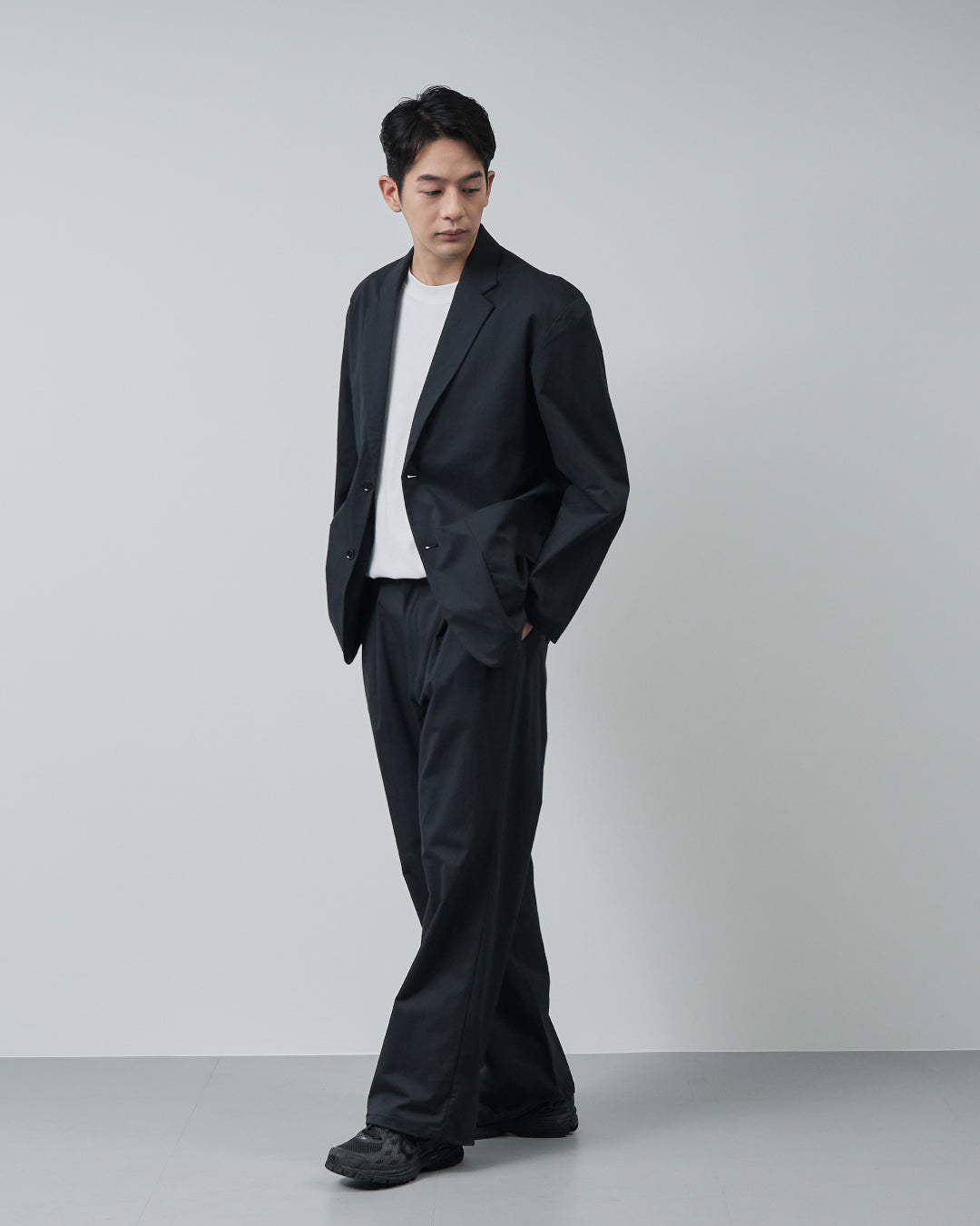 Cotton×Nylon Easy Tailored Jacket -black-