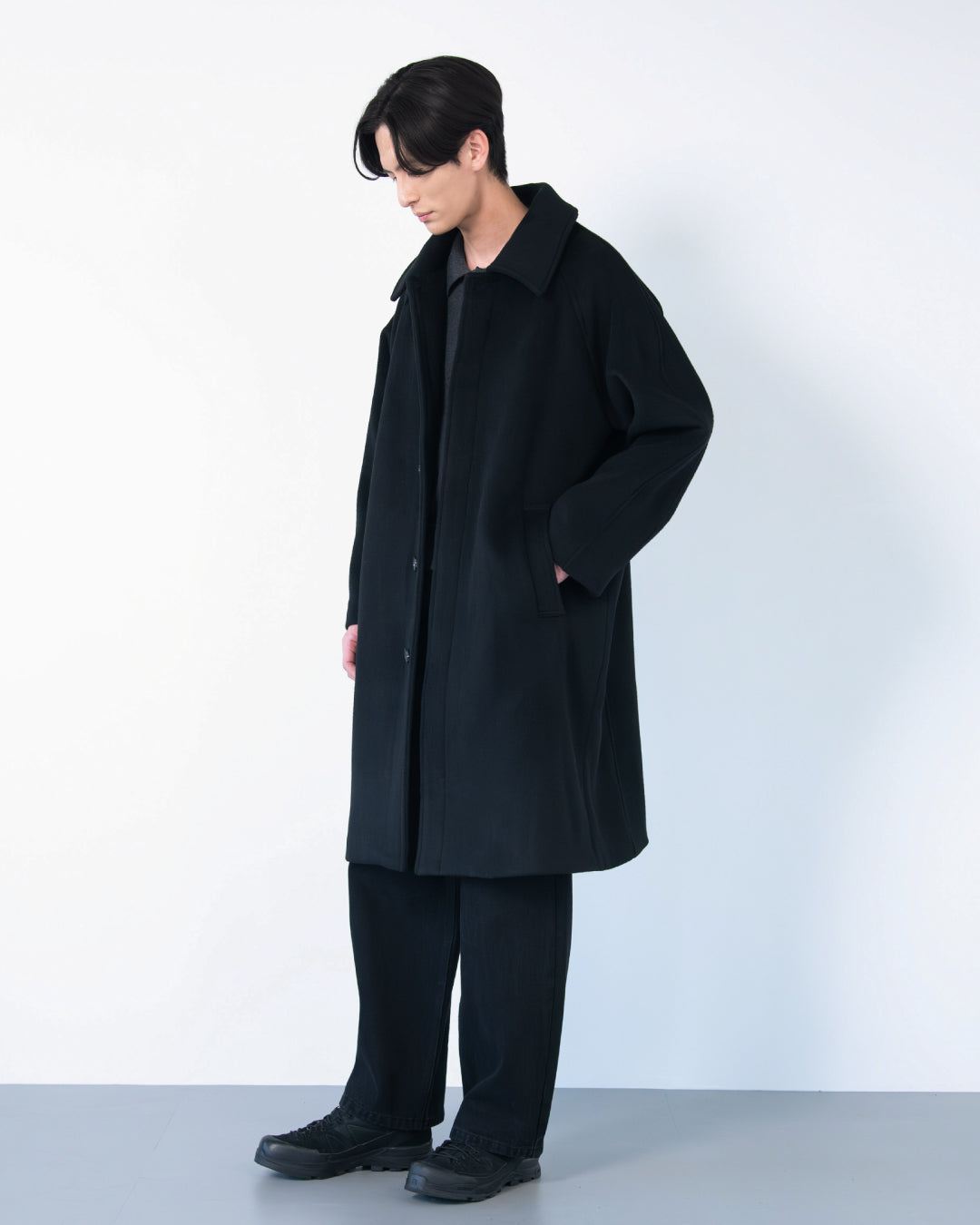 (新品)RETOUCH/Double Melton Bal CollarCoat Double Melton Bal Collar Coat -black-