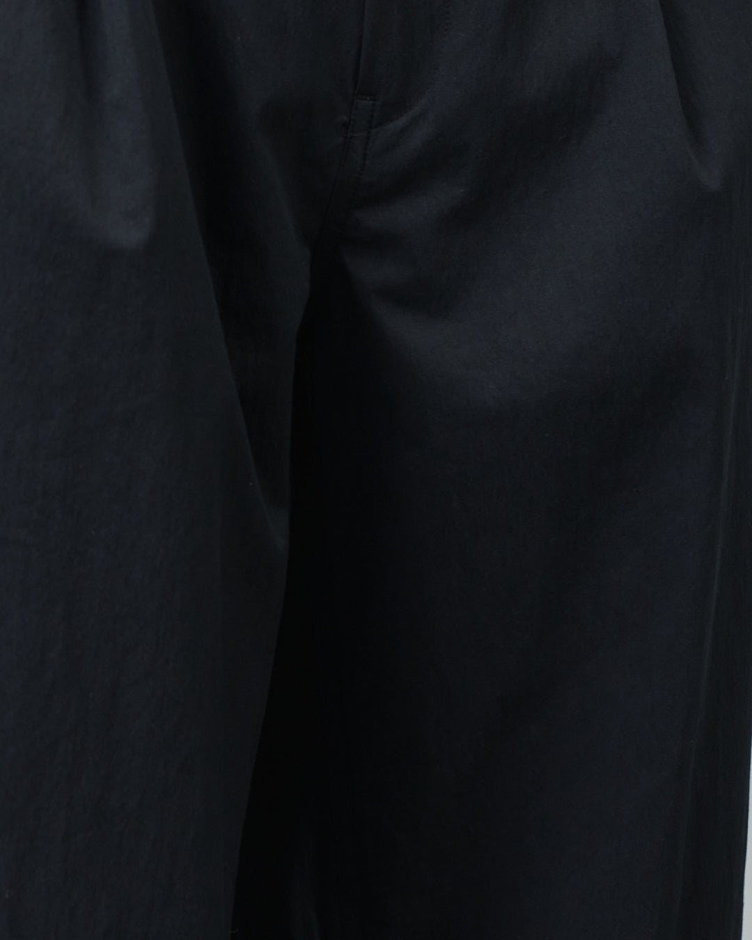 Cotton×Nylon Wide Straight Easy Slacks -black-