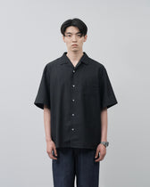 Italian Open-Collar S/S Shirt -black-