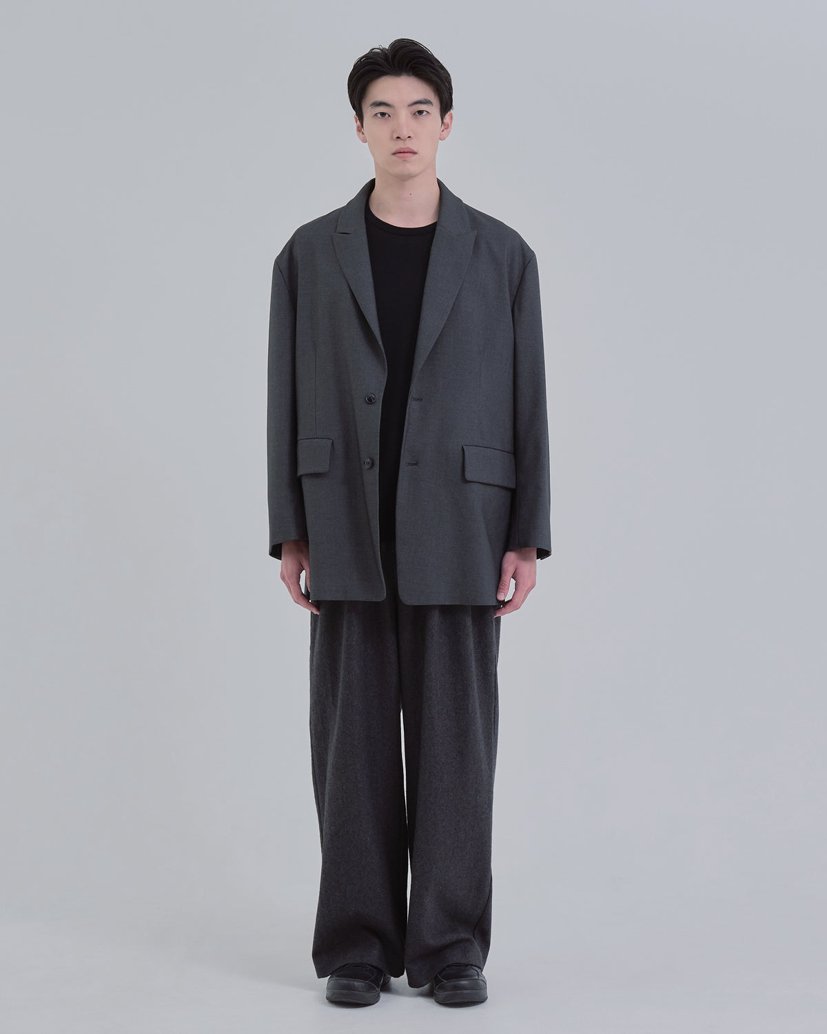 Wool Touch Tailored Jacket -dark gray-