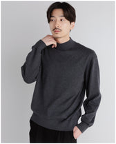 14G Cashmere Mix Mockneck Knit -charcoal-